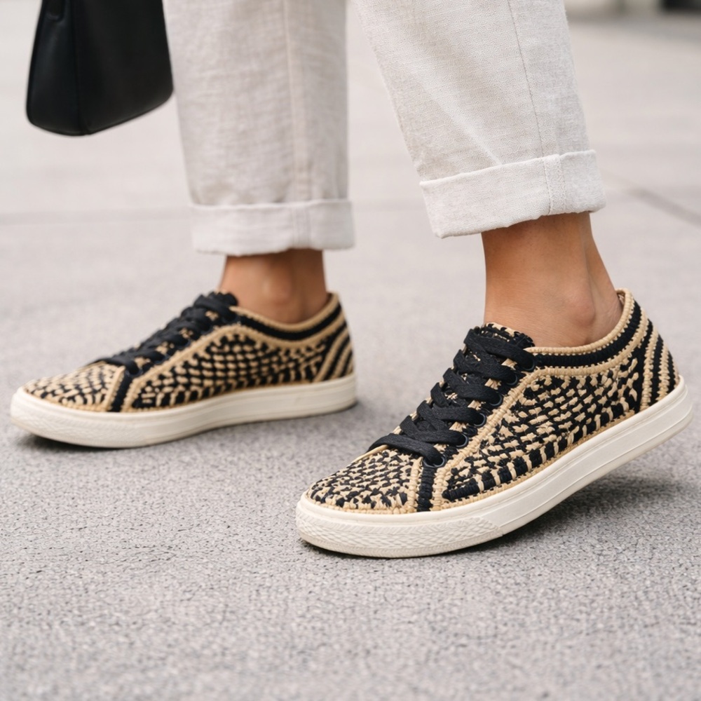 Loeffler Randall Cora Knit Rafia Sneaker size 6